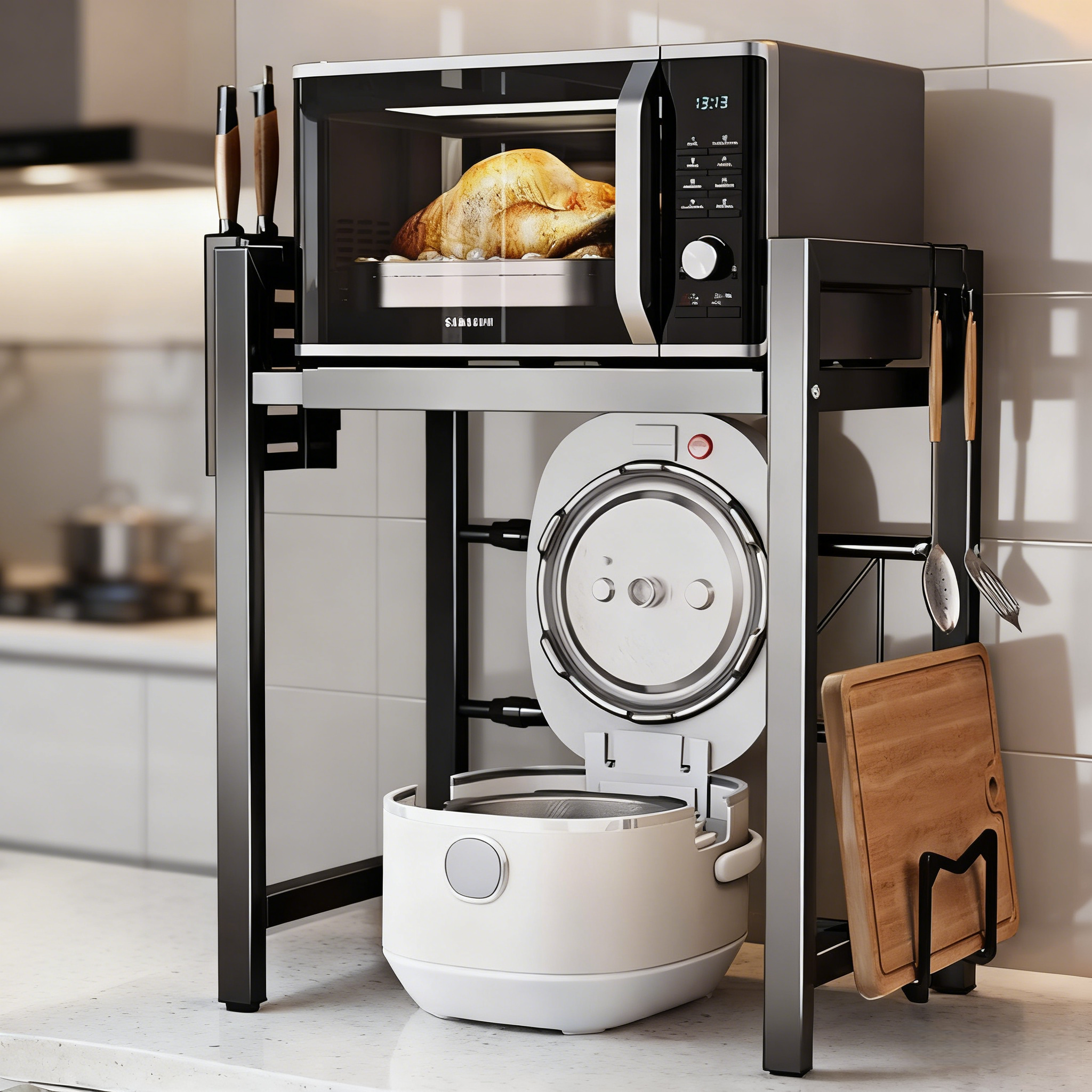 厨房置物架电饭煲伸缩款微波炉架