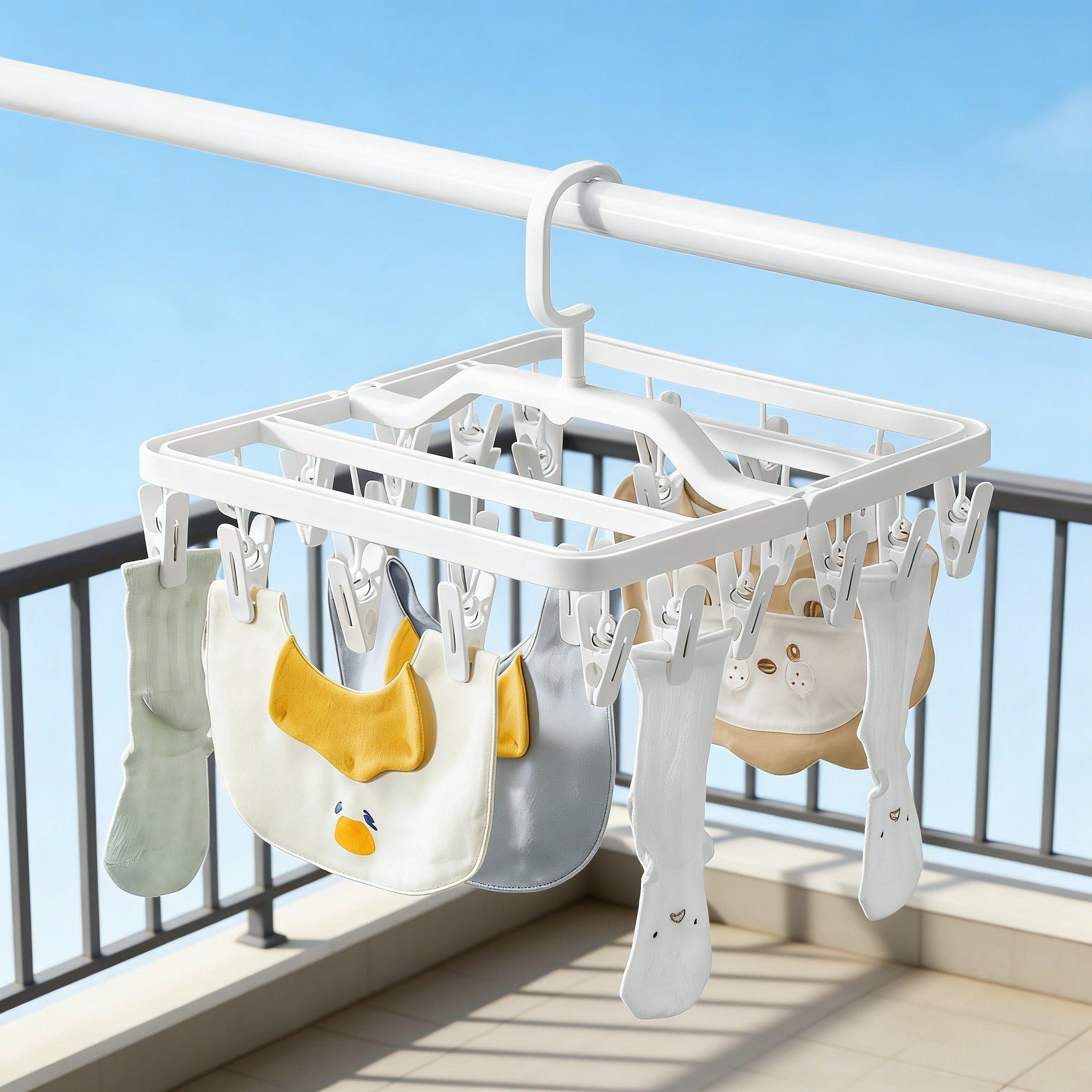 阳台袜子晾衣架多夹子晾晒内衣内裤晒袜子神器多功能婴儿宝宝专用,收纳整理,多夹子晾衣架,淘宝优惠券,粉丝福利购,淘宝优惠卷