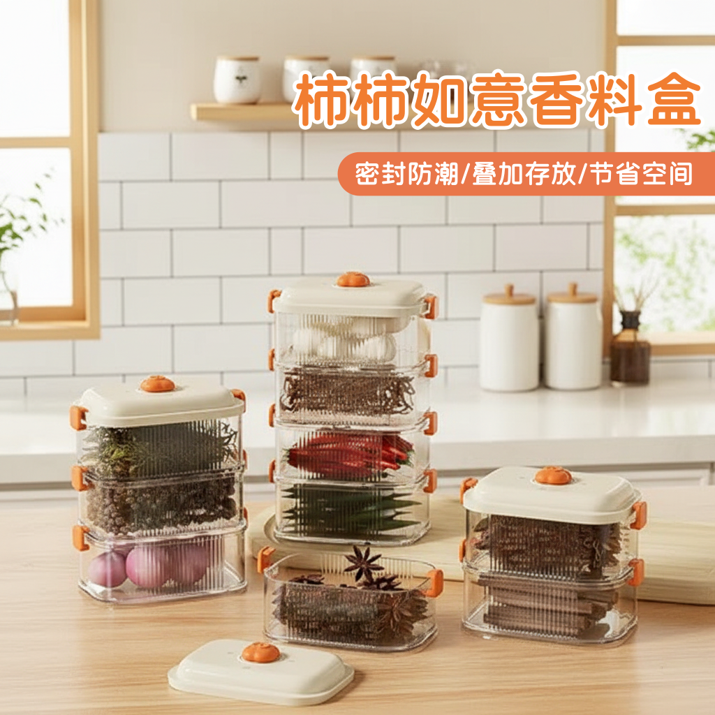 香料收纳盒食品级分格盒家用厨房