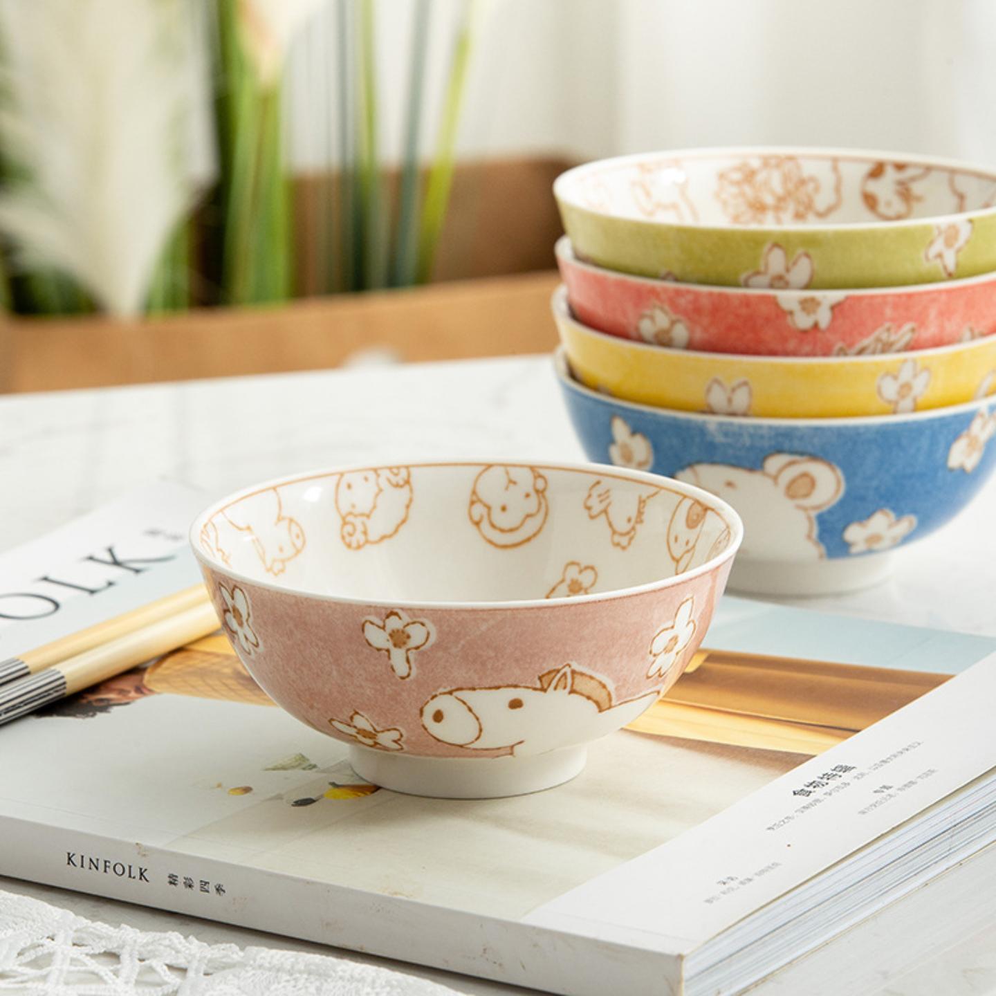 卡通圆形12生肖碗釉下彩创意