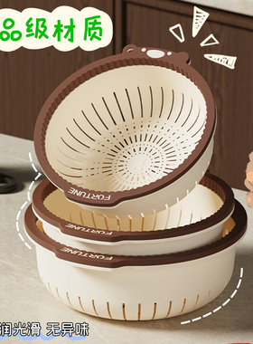 厨房沥水篮可爱家用塑料洗菜筐多功能大容量镂空水果篮洗菜篮子