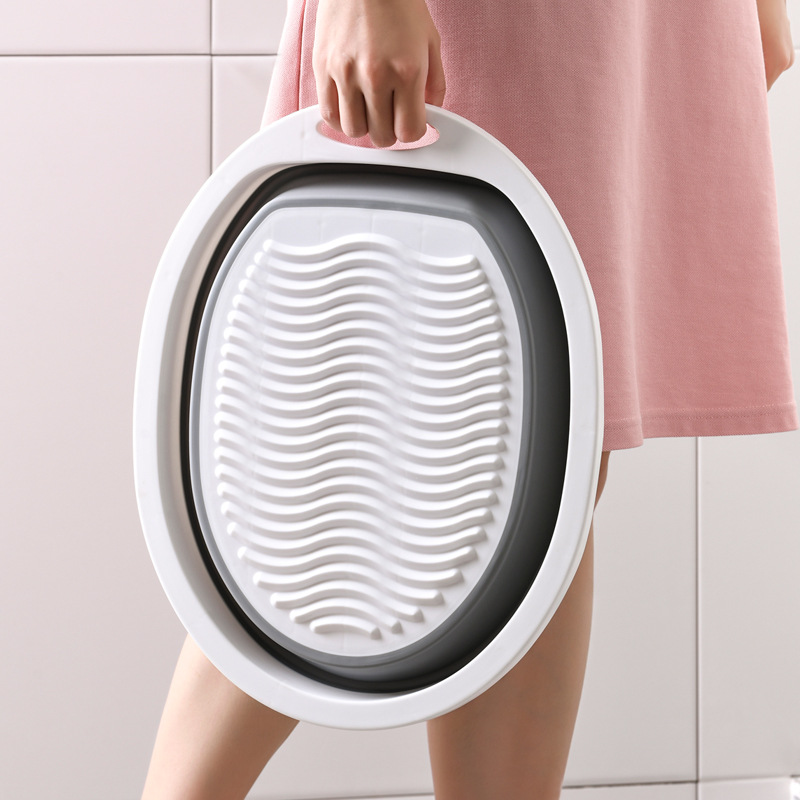 折叠洗衣盆带搓衣板一体大号加厚家用洗衣服盆子婴儿宿舍学生塑料