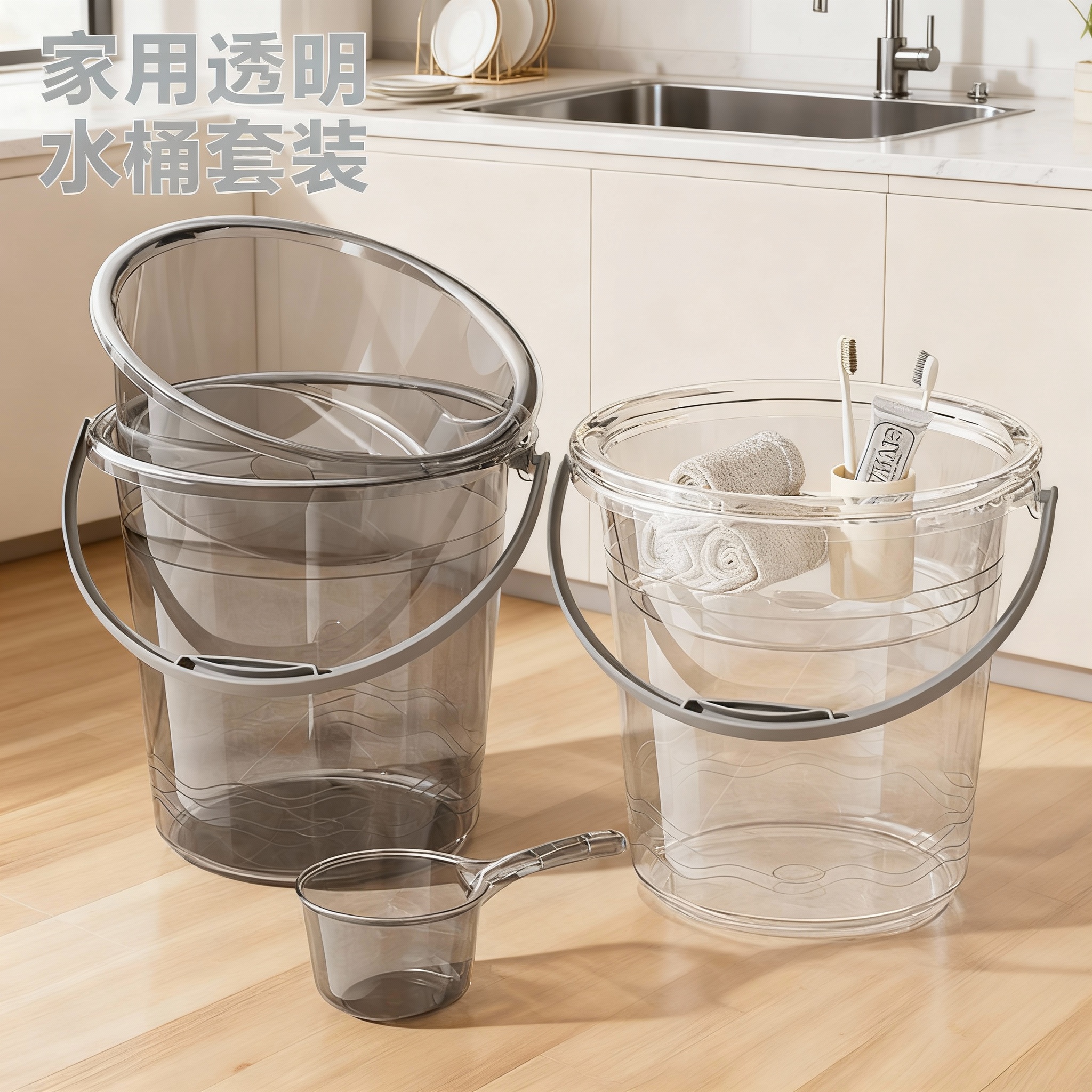 家用透明水桶加厚塑料桶储水桶手提洗衣桶学生宿舍泡脚洗澡桶耐磨