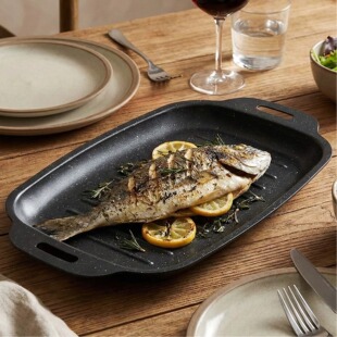 烤鱼盘长方形家用电磁炉燃气灶麦石烤鱼专用烤盘可明火加厚托盘子