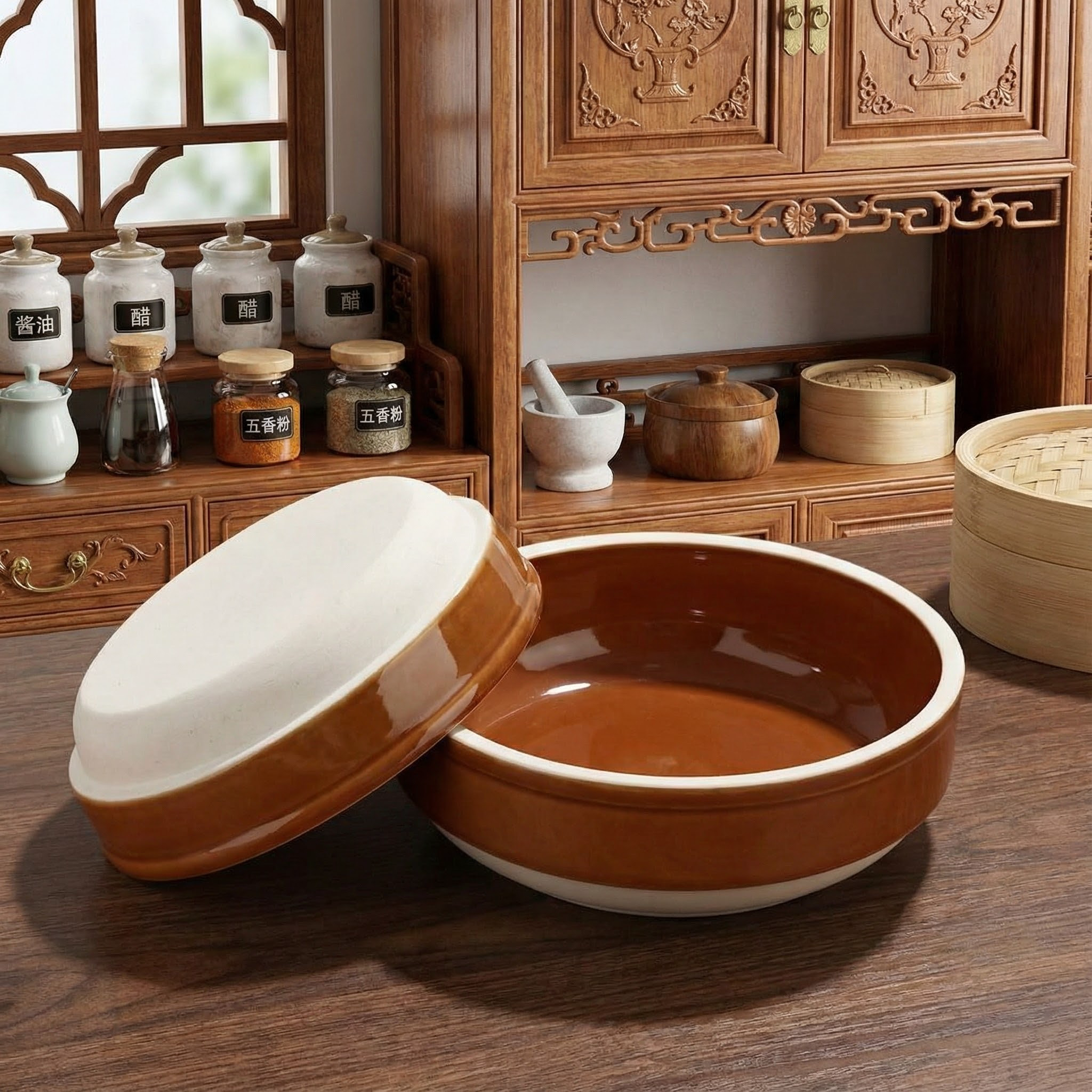 蒸蛋碗老式紫砂土复古耐高温陶瓷碗饭店蒸饭钵仔碗梅菜扣肉专用碗