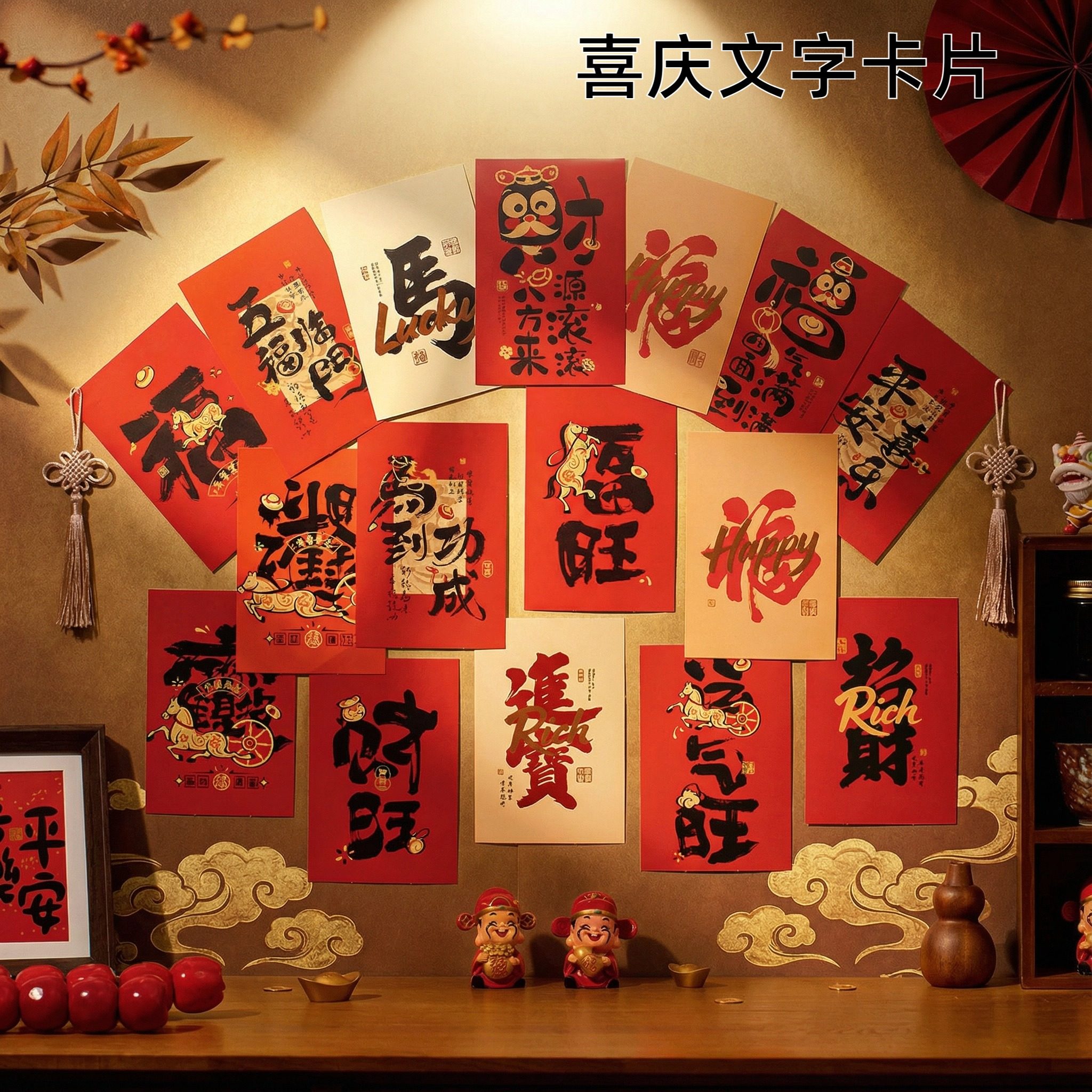 马年新年文字卡片装饰拍照贺卡明信片背景墙春节过年氛围布置,节庆用品/礼品,节日装扮用品,淘宝优惠券,粉丝福利购,淘宝优惠卷