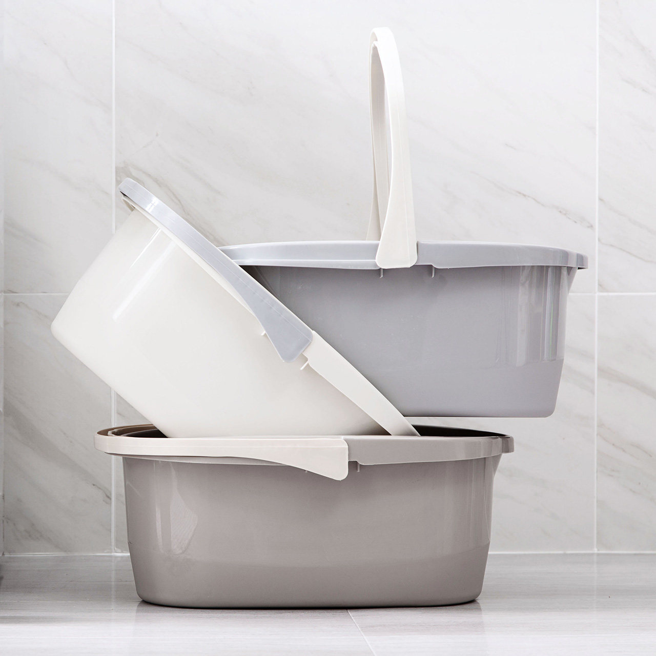 素色简约长方形拖把清洗桶 加厚手提塑料桶家用清洗桶水桶洗车桶