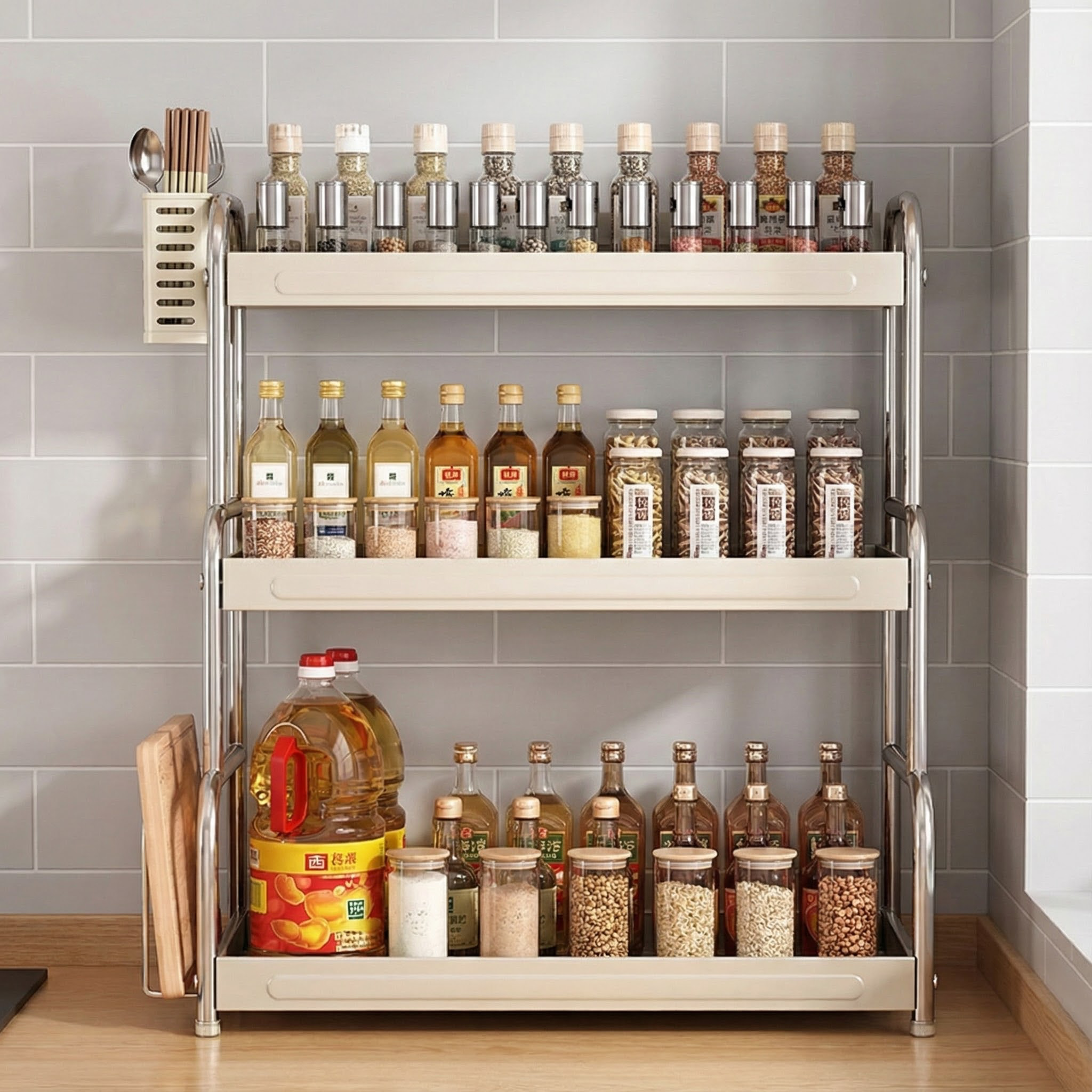 厨房调料置物架台面多功能家用放调味品架盐调味盒罐多层收纳架子,厨房/烹饪用具,调料置物架,淘宝优惠券,粉丝福利购,淘宝优惠卷