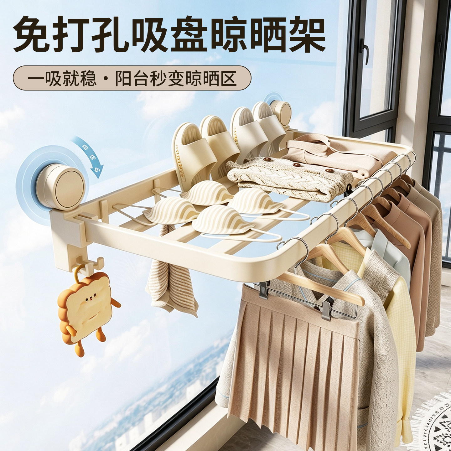 吸盘晾鞋架阳台晾晒枕头架子图片