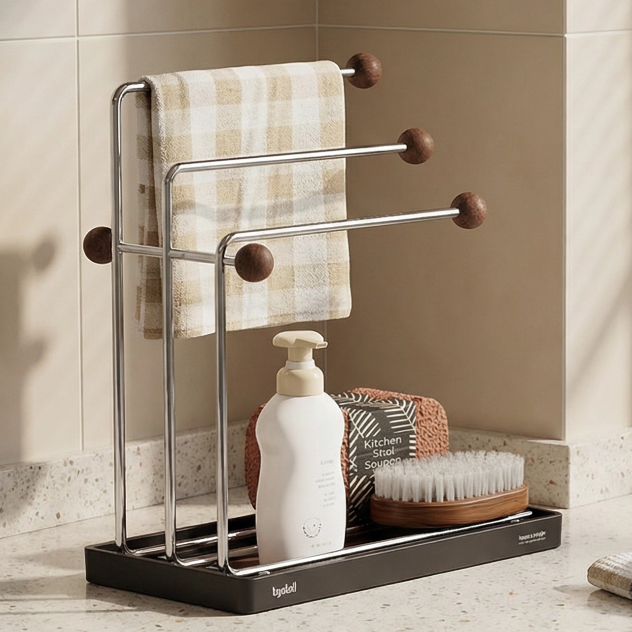 厨房抹布沥水架多功能不锈钢