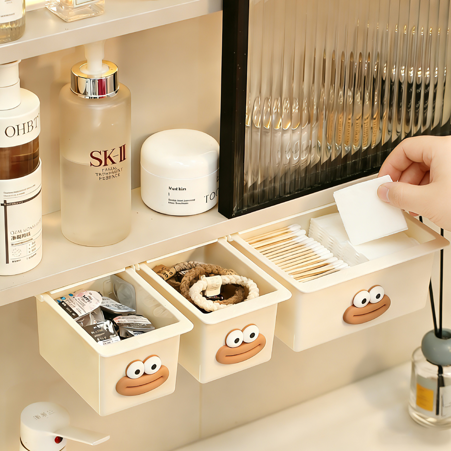 奶油风大容量抽屉式收纳盒
