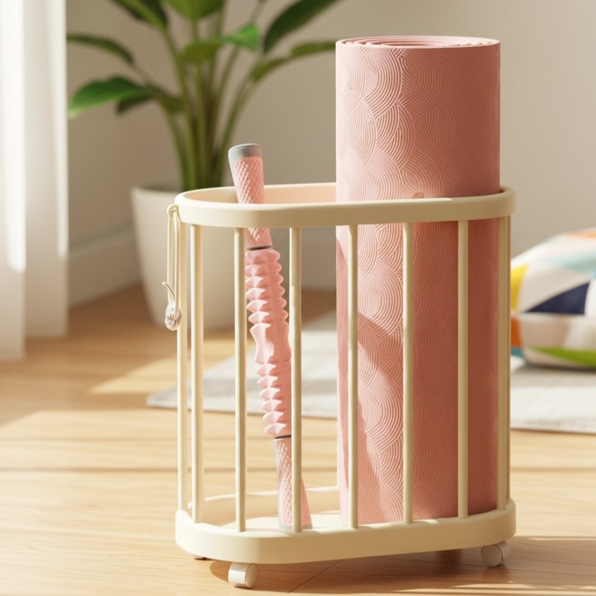 瑜伽垫收纳筐带轮子健身器材