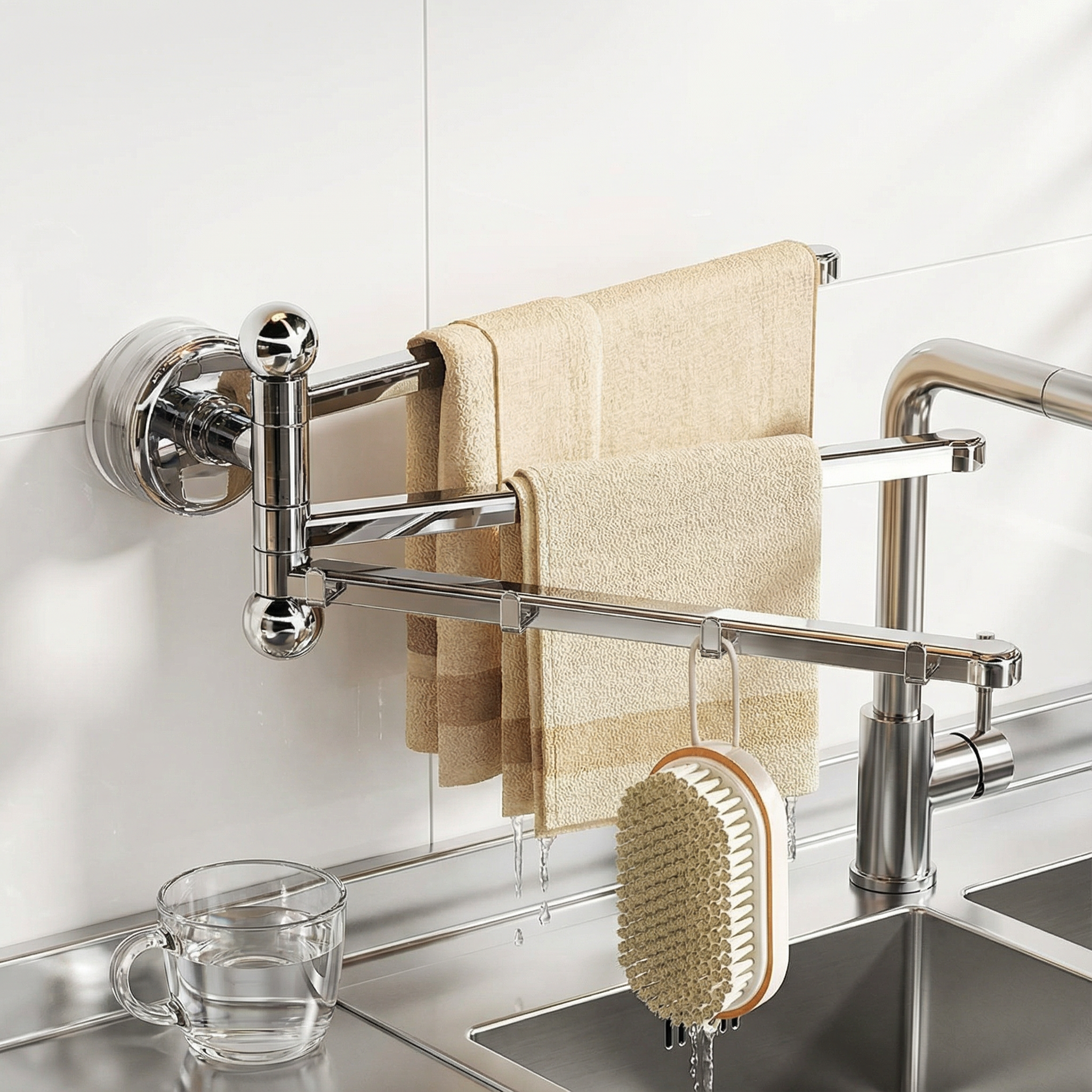 吸盘抹布沥水架厨房多功能海绵收纳架家用壁挂可旋转洗碗布置物架,厨房/烹饪用具,抹布架/厨房清洁收纳架,淘宝优惠券,粉丝福利购,淘宝优惠卷