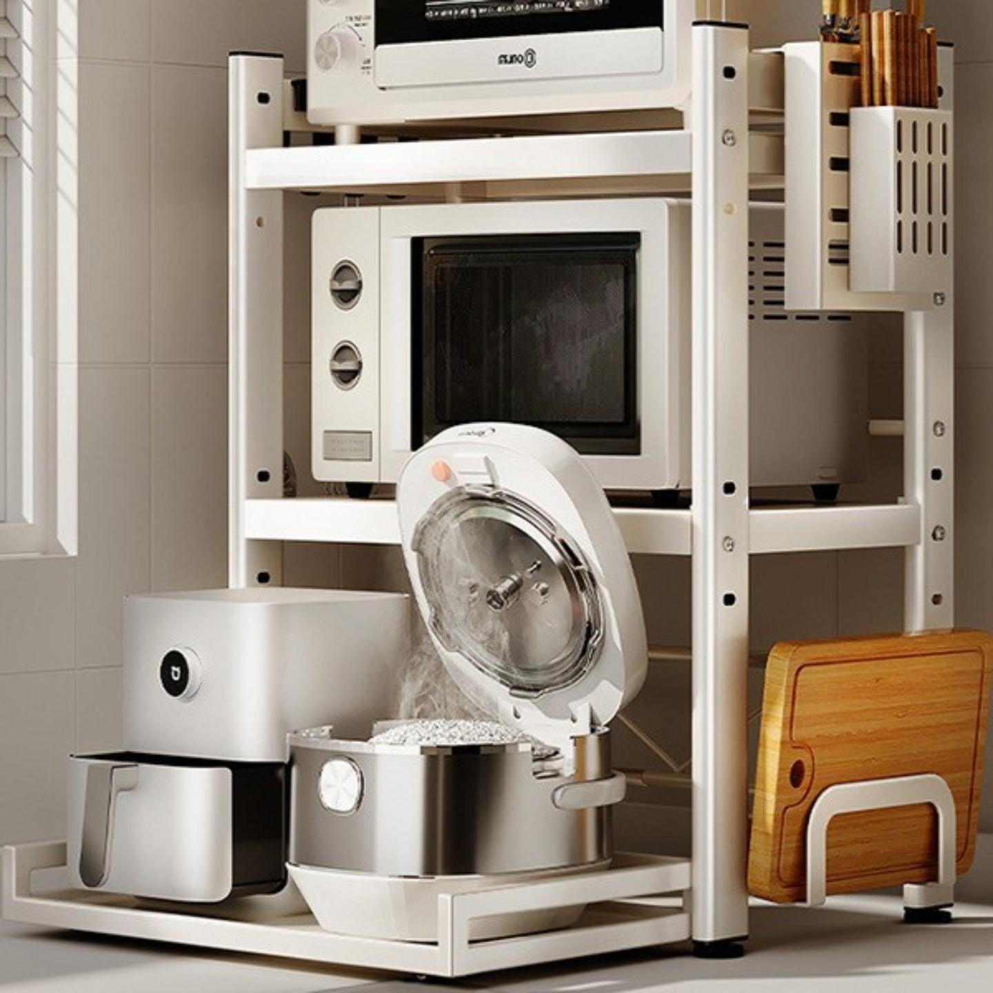 厨房抽拉式微波炉置物架台面三层