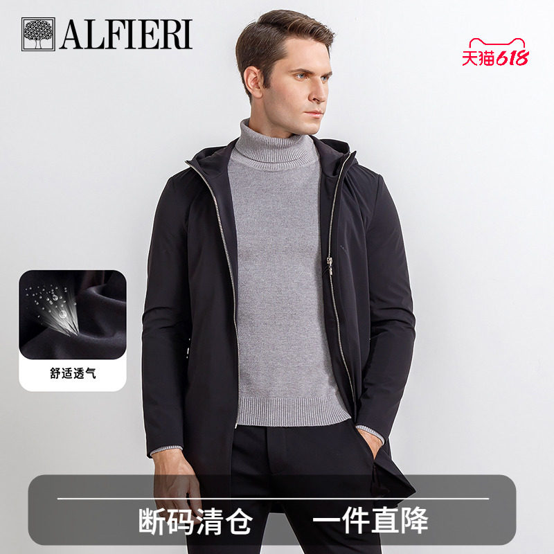 弹力拉链连帽时尚款风衣秋冬新品