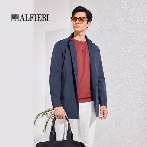 Alfieri春秋翻领常规商务风衣