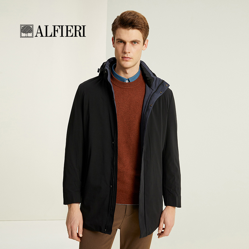 艾法利可拆帽中长款羽绒服