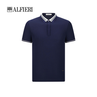 时尚 新品 扁机领男士 短袖 透气吸湿 Alfieri艾法利男装 T恤 2024夏季