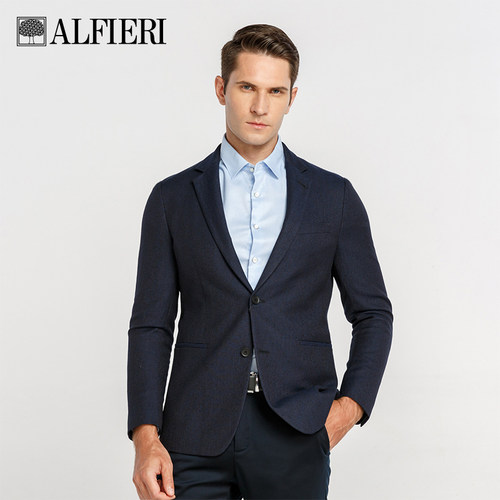 Alfieri艾法利新品 精选肌理感羊毛混纺面料时尚修身男士单西