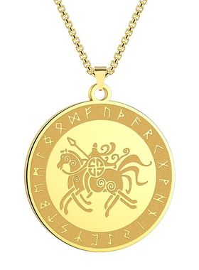 时尚北欧奥丁维京符文马项链不锈钢链吊坠男性珠宝礼品颈链