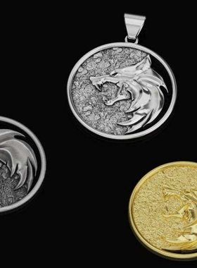 跨境热销狼头项链 猎魔人吊坠Witcher挂件勋章新款欧美饰品项链