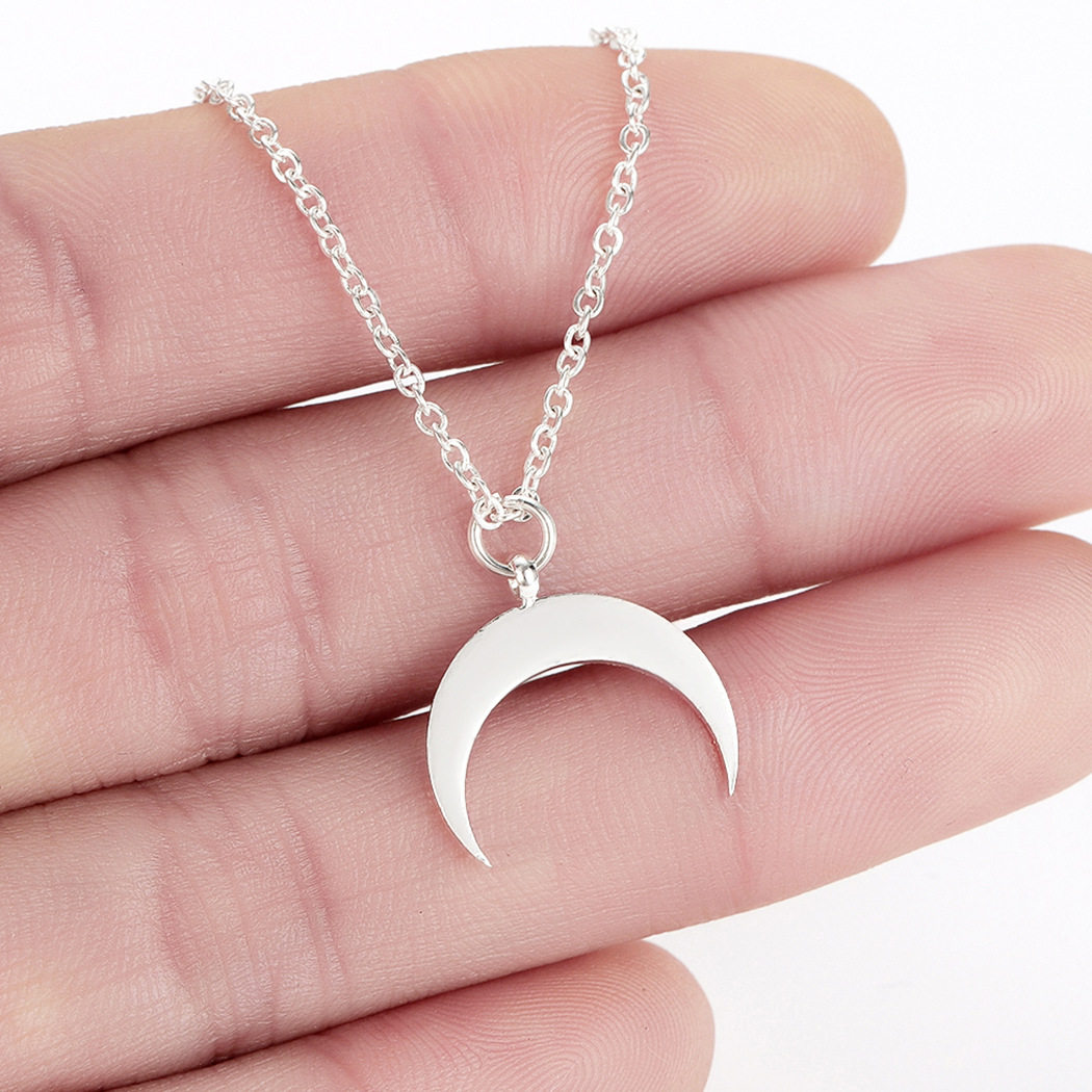 qiming 月亮吊坠 月牙锁骨项链外贸饰品爆款项链义乌合金饰品代发