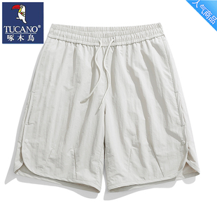男女款 啄木鸟2026男士 休闲五分裤 夏季 可团购 宽松抽绳速干运动短裤