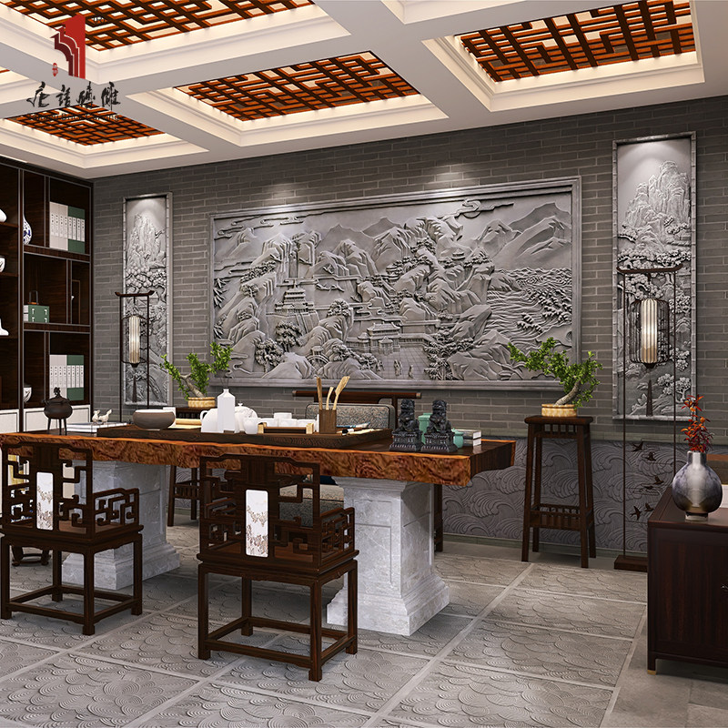 唐语砖雕仿古砖雕浮雕徽派古建四合院庭院茶楼会所背景墙装饰砖雕