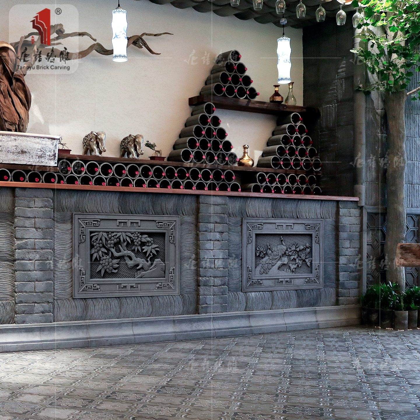 唐语砖雕八仙系列围墙仿古中式