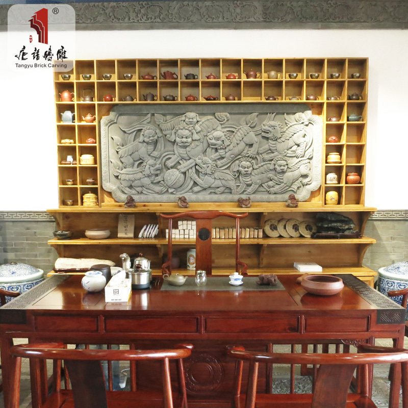 唐语砖雕 高浮雕仿古中式园林景观挂件 古典传统浮雕事事如意