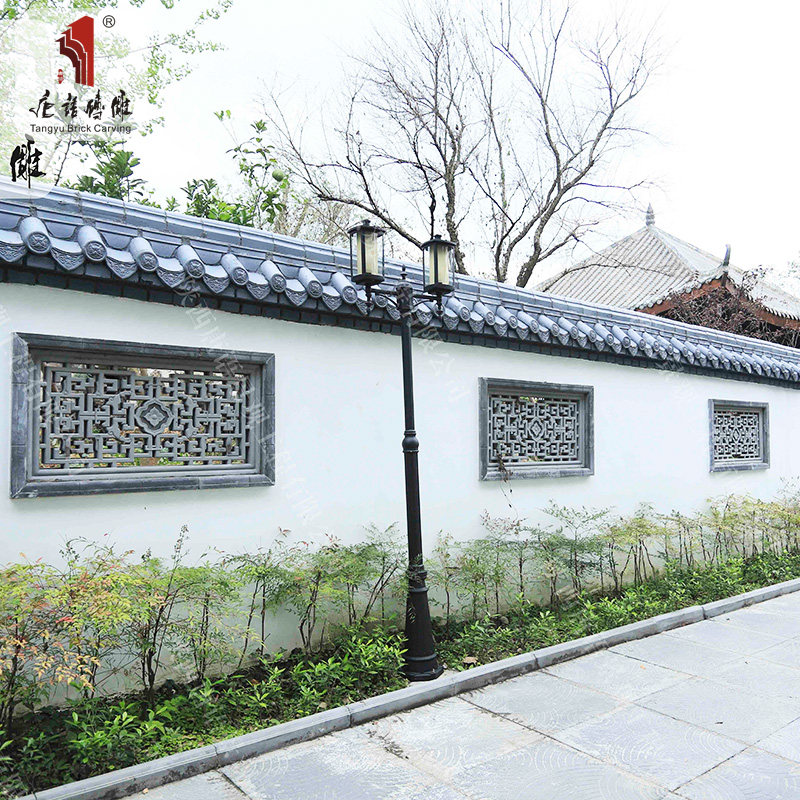 唐语回字龙花格窗镂空古建青砖砖雕仿古浮雕画中式影壁墙照壁装饰