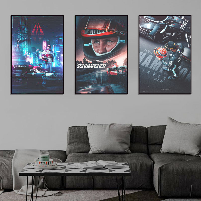 F1赛车手发光装饰画卧室led灯挂画方程式赛车明星餐厅俱乐部壁画