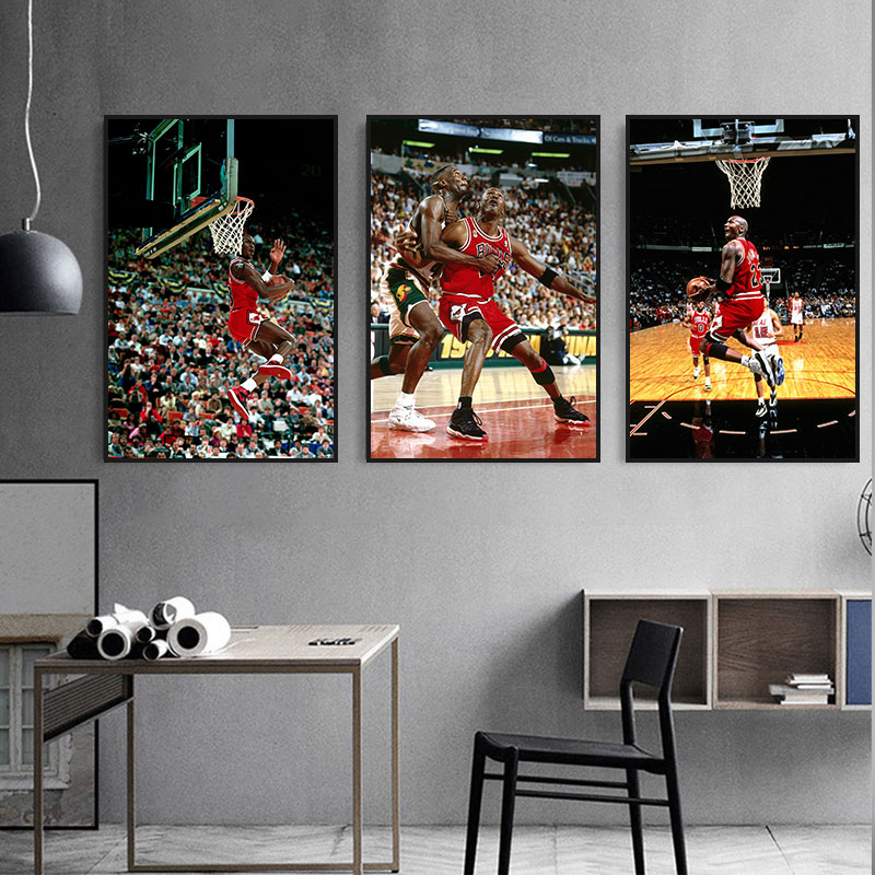 乔丹挂画篮球馆nba海报房间