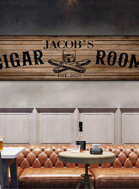 美式复古牌匾装饰画酒吧西餐厅雪茄吧挂画工业风烟酒行咖啡馆壁画