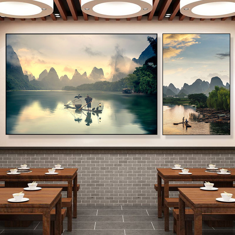 广西装饰画米粉店桂林山水风景画