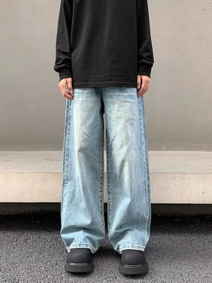 欧美高街vibe美式复古蓝色牛仔裤