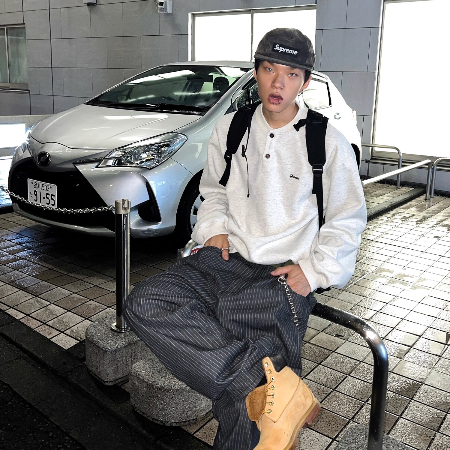 美式复古cleanfit无帽棒球领卫衣男宽松秋季套头半开领上衣外套潮