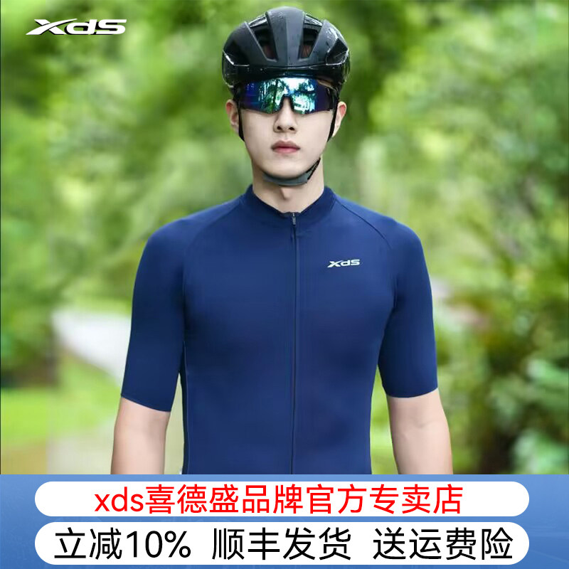 喜德盛公路车春夏秋男女自行车山地车透气速干烟雾条纹短袖骑行服