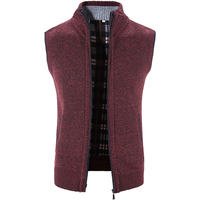 Spring and autumn new solid-color stand-up collar cardigan for men, Korean-style fleece and thickened knitted sweater, vest for men's wear thumbnail 5