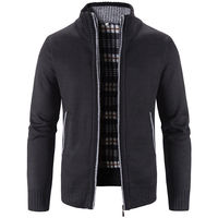 Spring and autumn new solid-color stand-up collar cardigan for men, Korean-style fleece and thickened knitted sweater, vest for men's wear thumbnail 7