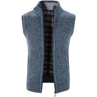 Spring and autumn new solid-color stand-up collar cardigan for men, Korean-style fleece and thickened knitted sweater, vest for men's wear thumbnail 3