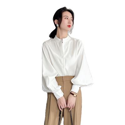 高级感法式立领灯笼袖衬衫