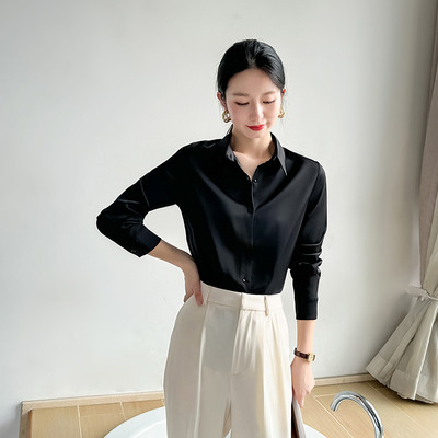 高级感醋酸缎面气质衬衫