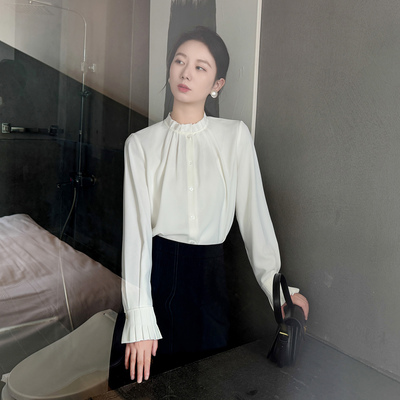 法式衬衫女立领别致宫廷风内搭