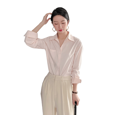 高级感抗皱翻领衬衫时尚
