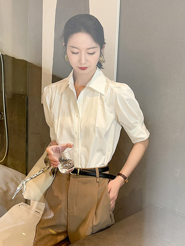 高级感衬衫法式polo领抗皱