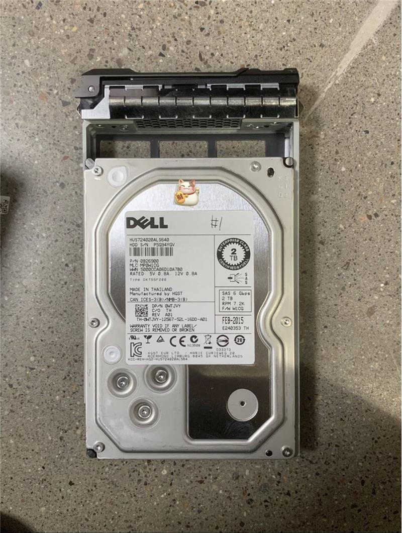 议价戴尔/DELL 2T 6G 3.5 7.2K SAS服务器硬盘0WTJVY原装正品