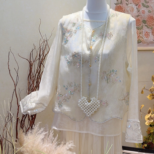 童心26年春款新中式轻奢设计感提花工艺马甲(不配内搭)9236