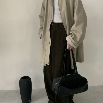 童心小众复古风撞色翻领宽松保暖棉服外套k174