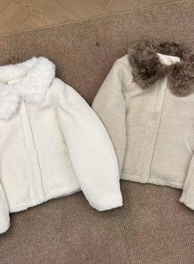 童心家冬上新韩系拼接毛毛气质小众百搭短款保暖羽绒服外套37368